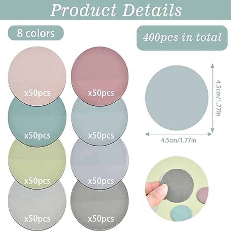 400 foglietti adesivi Morandi, etichette adesive traslucide rotonde trasparenti impermeabili, linguette adesive per annotare libri