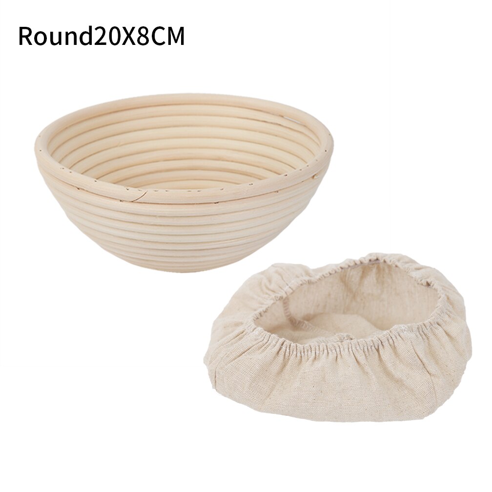 Deeg Gisting Brood Mand Deeg Schraper Bakken Kom Diy Brood Lame Natuurlijke Rotan Proofing Mand Keuken Bakken Tools: Round20X8CM