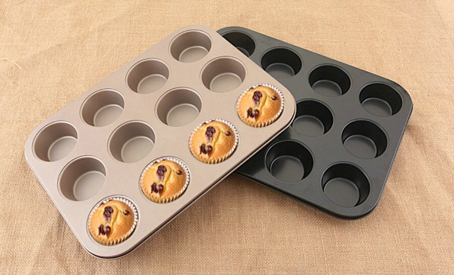 cupcake maker 12cups muffin baking pan muffin cake Teflon cookie die LFGB golden cupcake mould cupcake maker
