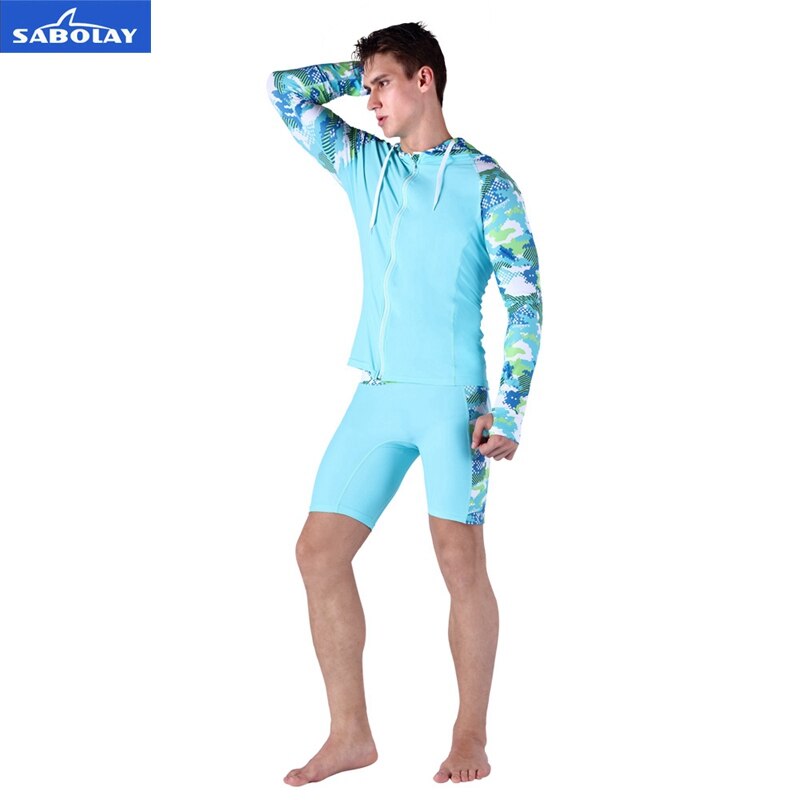 Sabolay camiseta masculina de zíper de lycra roupa de mergulho medusa manga comprida roupa de proteção solar
