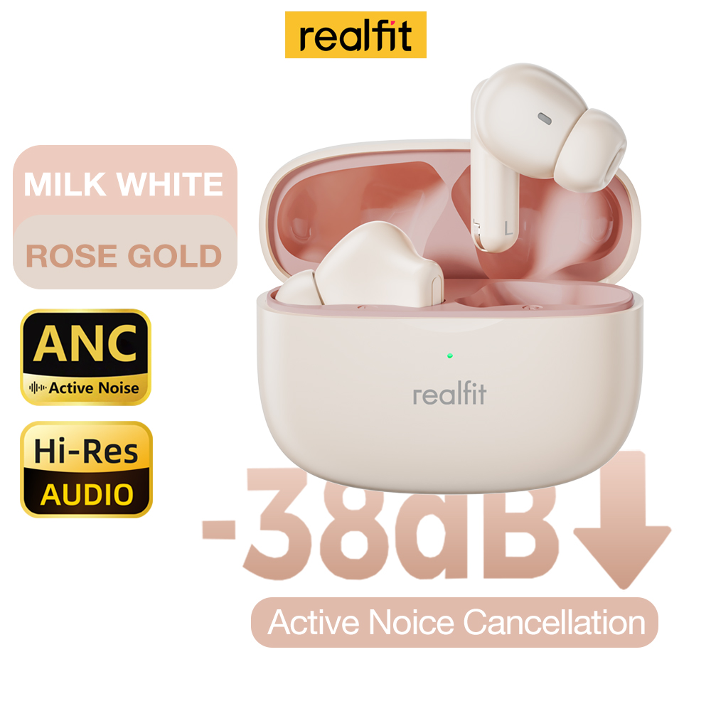 Realfit F3 ANC Active Noice Cancellation Bluetooth Earphones ENC Call HIFI Stereo Superb Bass Wireless Earbuds Sport Gaming: Skin Color