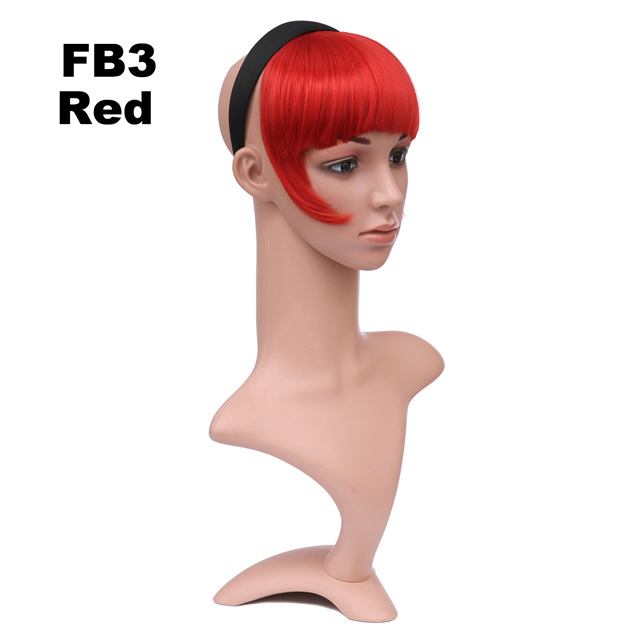 Girlshow – frange synthétique frange courte avec tresses, bandeau, frange émoussée FB3, 6 pouces, 16 couleurs disponibles, 50g, 1 pièce: FB3 Color Red