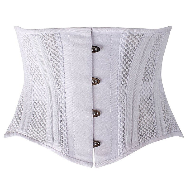 Underbust Corset Women&#39;s 26 Steel Boned Short Torso Breathable Mesh Waist Cincher Waspie Corset for Weight: white / XXXL