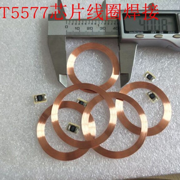 Diameter 40mm 125 khz id skrivbar  t5577 chip och spolar rfid cob och antenn 10 st / parti