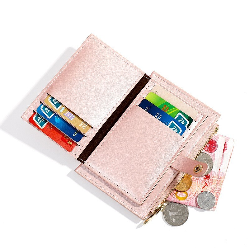 Women's Short wallet leather Pearly Lustre Coin Purse Female Card Holders Hasp Zipper Clutch Wallet CuzdanSimple Wallet