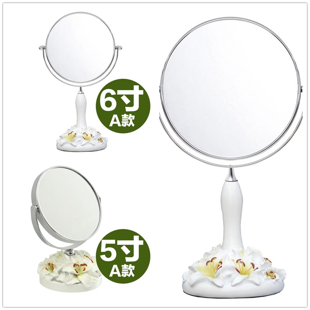 Slaapkamer europese witte lelie prinses make-up spiegel eenvoudige desktop dubbelzijdige make-up spiegel draagbare bruiloft spiegel