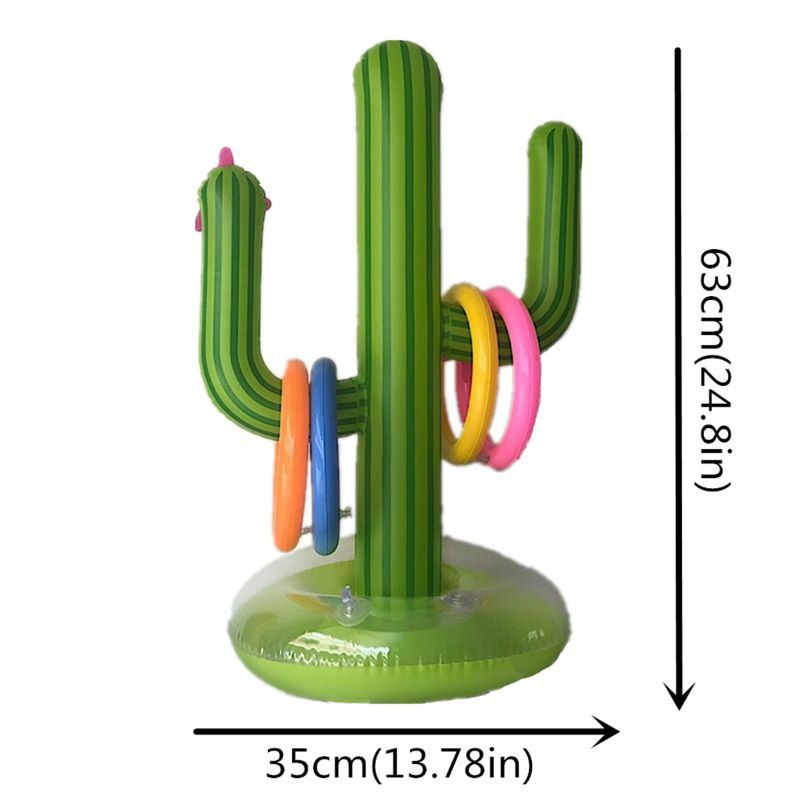 1Set Opblaasbare Cactus Ring Toss Spel Opblaasbare Toss Spel Pool Speelgoed Luau Feestartikelen Indoor Outdoor Spel voor Kinderen volwassenen