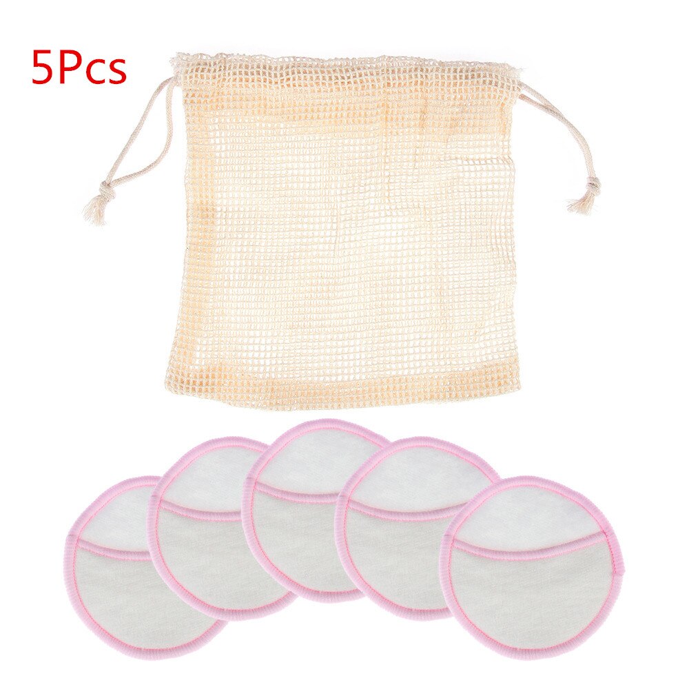 Toallitas desmaquillantes reutilizables de algodón, lavables, 6/12 Uds.: 5 Pcs Pink