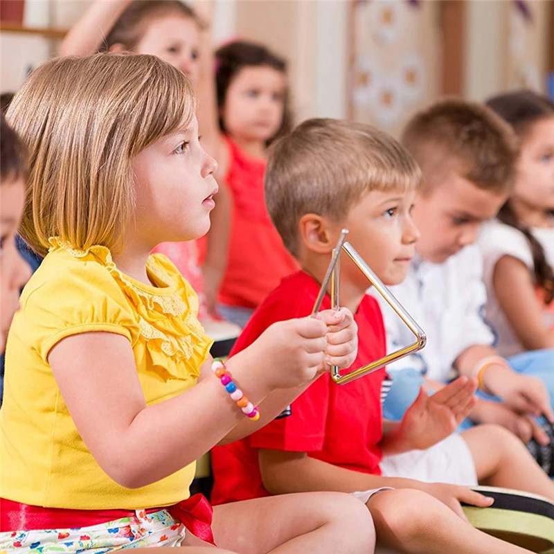 Musical Triangle Hand Percussion Instrument with Striker for Children Music Enlightenment 5"/6"/7" Percussion Triangle Iron