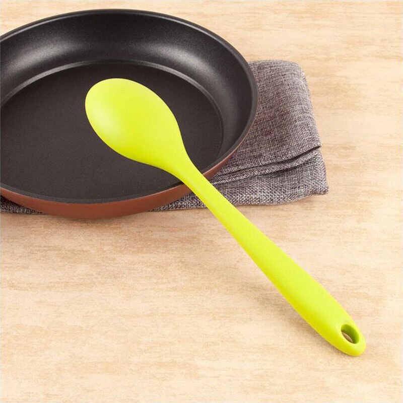 Household Silicone Spoon Heat Resistant Easy To Clean Non-Stick Spoons Kitchenware Salad Spoon Kitchen Scoop Tableware Tools