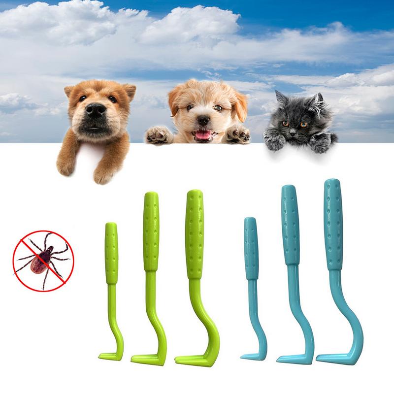 3 Pcs Tick Remover Hook set Flea Remover Tweezer Tick Pull Pet Cat Dog Accessaries Ticks Removal Tools Flea Extractor