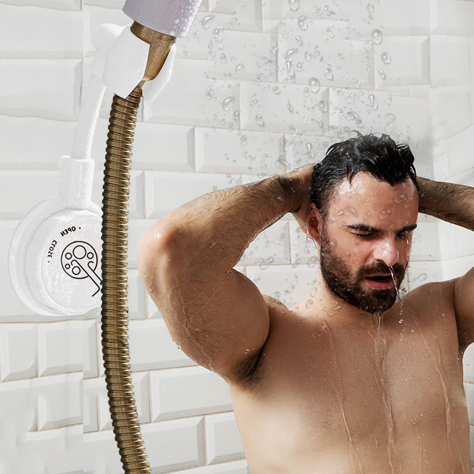 1/2/3PC Shower Head Holder Rack 360Degree Adjustable Rotatable Flexible Bathroom Wall Mount Holder Adhesive Head Bracket #40