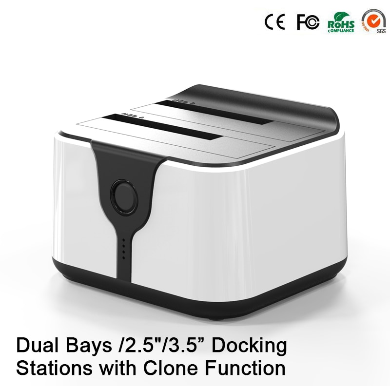 HD05 Aggiornato! 2 Baia 2.5/3.5USB 3.0 a SATA HDD SSD attracco stazione doppio Baia molo stazione con Funzione di clone di Presa 12TB di Leggere