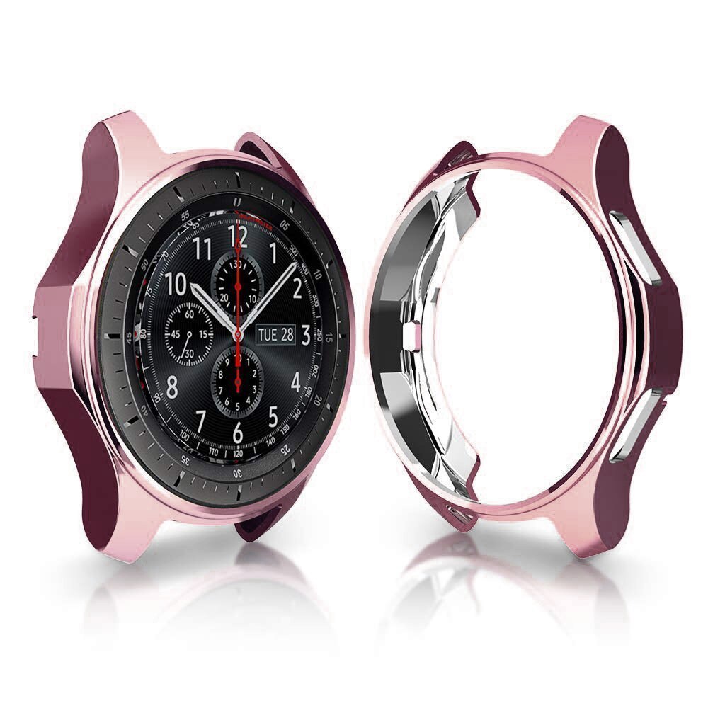 Case for Samsung Galaxy Watch 46mm Cases & Gear S3 Frontier Soft TPU Smart Shockproof Case Cover Bumper Protector Frame Plated: RosePink / Gear S3