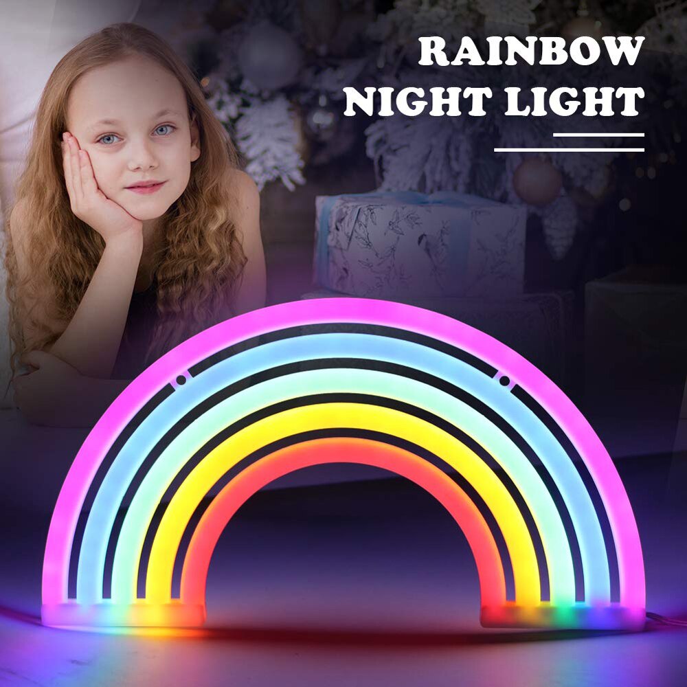 Led Neon Licht Regenboog Lamp 5V Led Verlichting Usb/Batterij Aangedreven Tafel Nacht Lampen Thuis Party Woonkamer muur Decor Voor Kids