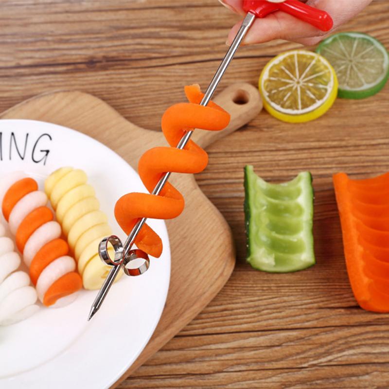 1Pc Groenten Fruit Spiraal Mes Roterende Machine Handleiding Magic Roller Spiral Slicer Radijs Aardappel Spiraal Snijder Keuken Gereedschap