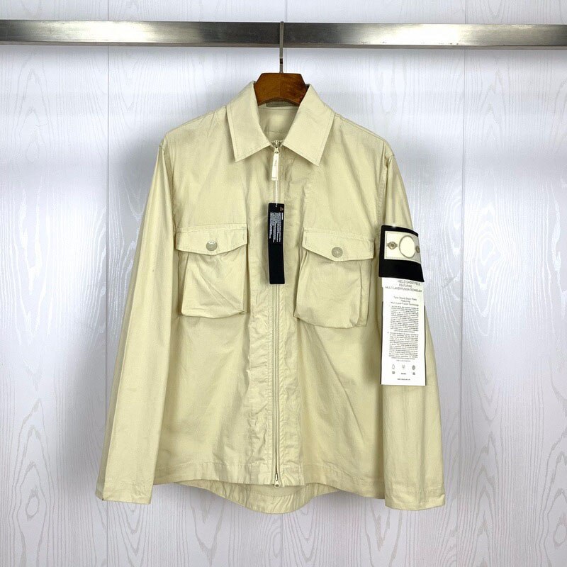 2020ss kompas badge gepatchte heren dames cargo jas hiphop heren casual turn-down kraag jas en jassen: Khaki / Xl