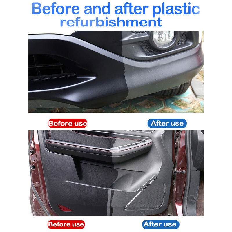 Restaurador de plástico para coche, productos de limpieza de cuero de plástico, restauración de pulido automático, renovador de revestimiento de reparación, espalda a negro brillante