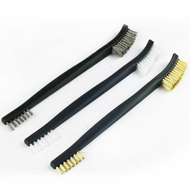 Herramienta de limpieza detallada de bicicletas, accesorios, cepillos de alambre y 4 púas de nailon y juego de cepillos, 3 cepillos de doble cabeza, herramienta para bicicleta: Blanco