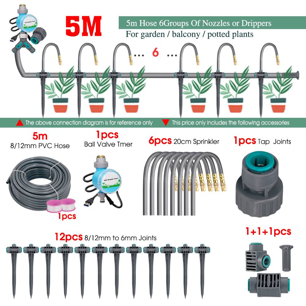 Hage 20-50cm fleksible dyser tåkespray vanningssystem for potteplanter 17.5cm- stavs sprinkler automatisk kjøle- og vanningssett: Svart