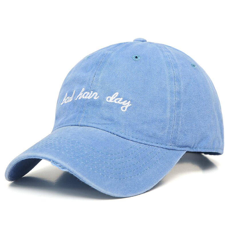 Gorra de béisbol vaquera para mujer, gorro de béisbol con bordado de letras de Bad Hard Day, lavado viejo, de verano, 2022: Blue