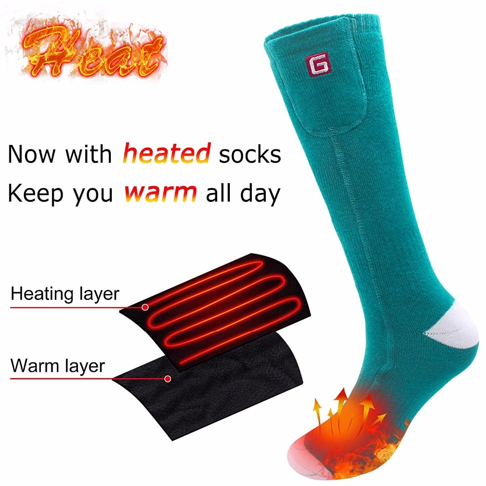 Genopladeligt elektrisk batteri opvarmet varm sokkesæt til kronisk kolde fødder, indendørs udendørs sports termiske sokker til mænd og kvinder