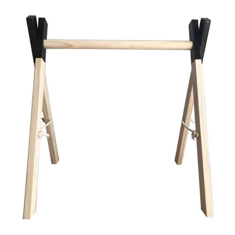 Nordic Eenvoudige Houten Pasgeboren Baby Fitness Rack Kids Zintuiglijke Ring-Pull Speelgoed Kinderen Kamer Decoraties Baby Gym Hout: Black