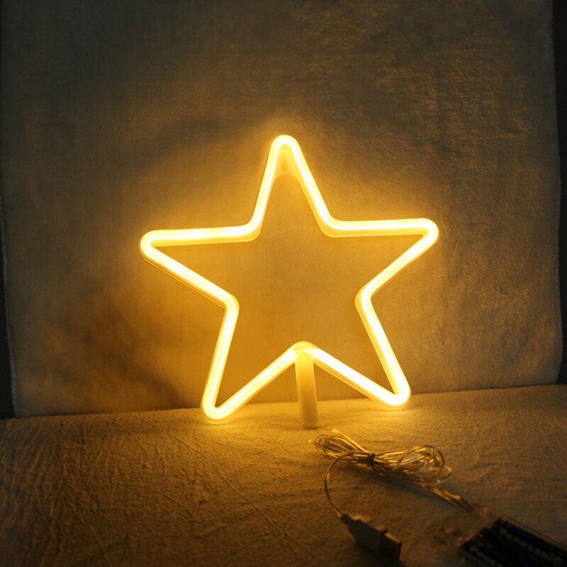 Panneau Led néon lune étoile, veilleuse, décorations pour la maison, fête de mariage, noël: B