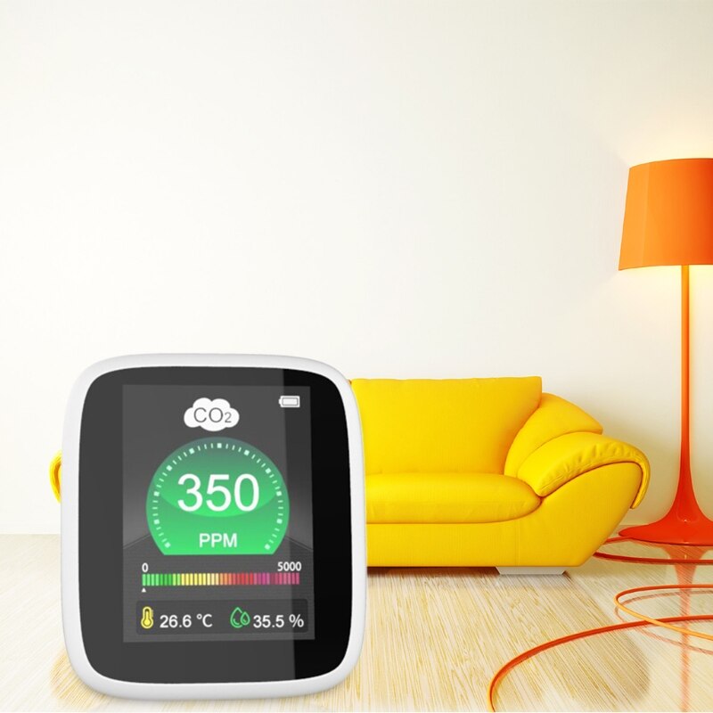 CO2 Detector Carbon Dioxide Air Tester for CO2 Real-Time Data with Alarm Set for Greenhouse Room Hospitals Office Cars