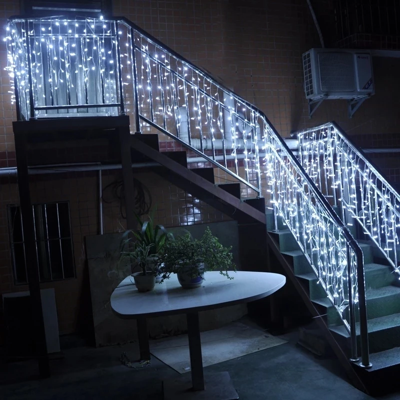 Adornos navideños para el hogar, cortina LED para exteriores, guirnalda de luces tipo carámbanos, guirnalda de calle en la casa, invierno, 220V, caída de 0,3-0,4 m