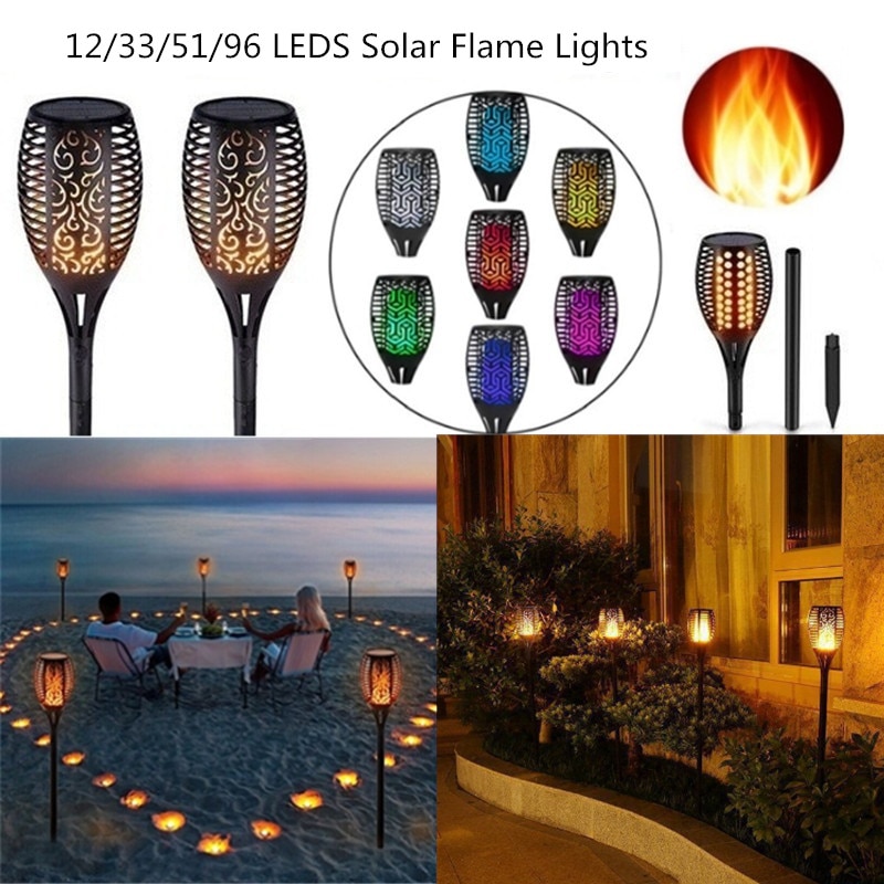 LED Solar Flame Lights Outdoor Dancing Flame Torches Lamp Solar Garden Lights Landscape Light Garden Decoration for Patio Path