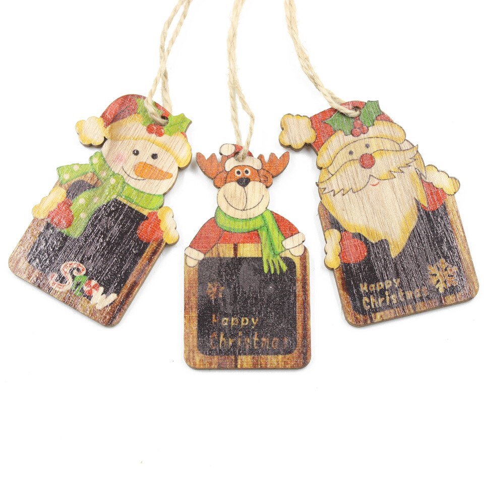 5-6PCS/LOT.wood star xnas tree hanger Santa Snowman elk pendant Decorate party favor Kindergarten decoration ornaments OEM: 6PCS D