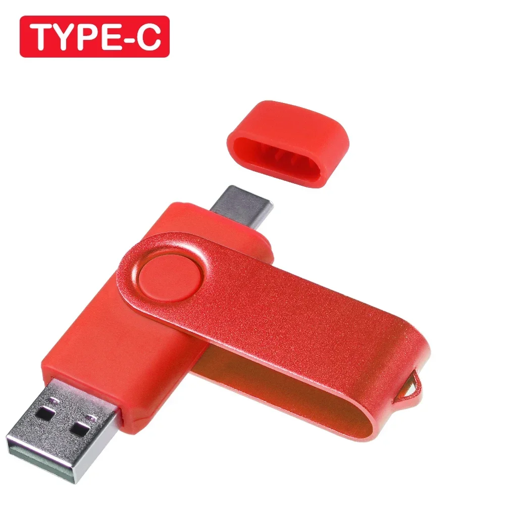 TYPE-C USB Flash Drive 128GB Rode Hoge Snelheid Pen Drive 64GB Donkerblauwe Memory Stick 32GB Draaibare USB Stick 16GB Kleurrijke U Disk: Rood / 128GB