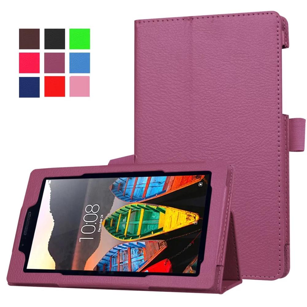 Tablet Case Voor Lenovo Tab3 730 730f 730 m 730x TB3-730F TB3-730M 7.0 inch PU Leather Case Cover Voor Lenovo tab 3 Beschermen Shell: Purple