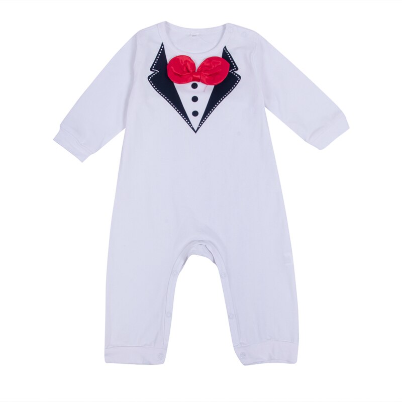 1Pcs Baby Boys Cute Lovely Rompers Bowtie Gentleman Modelling Clothes 0 36Mths Kids Wear Infant Long Sleeve Jumpsuits Size