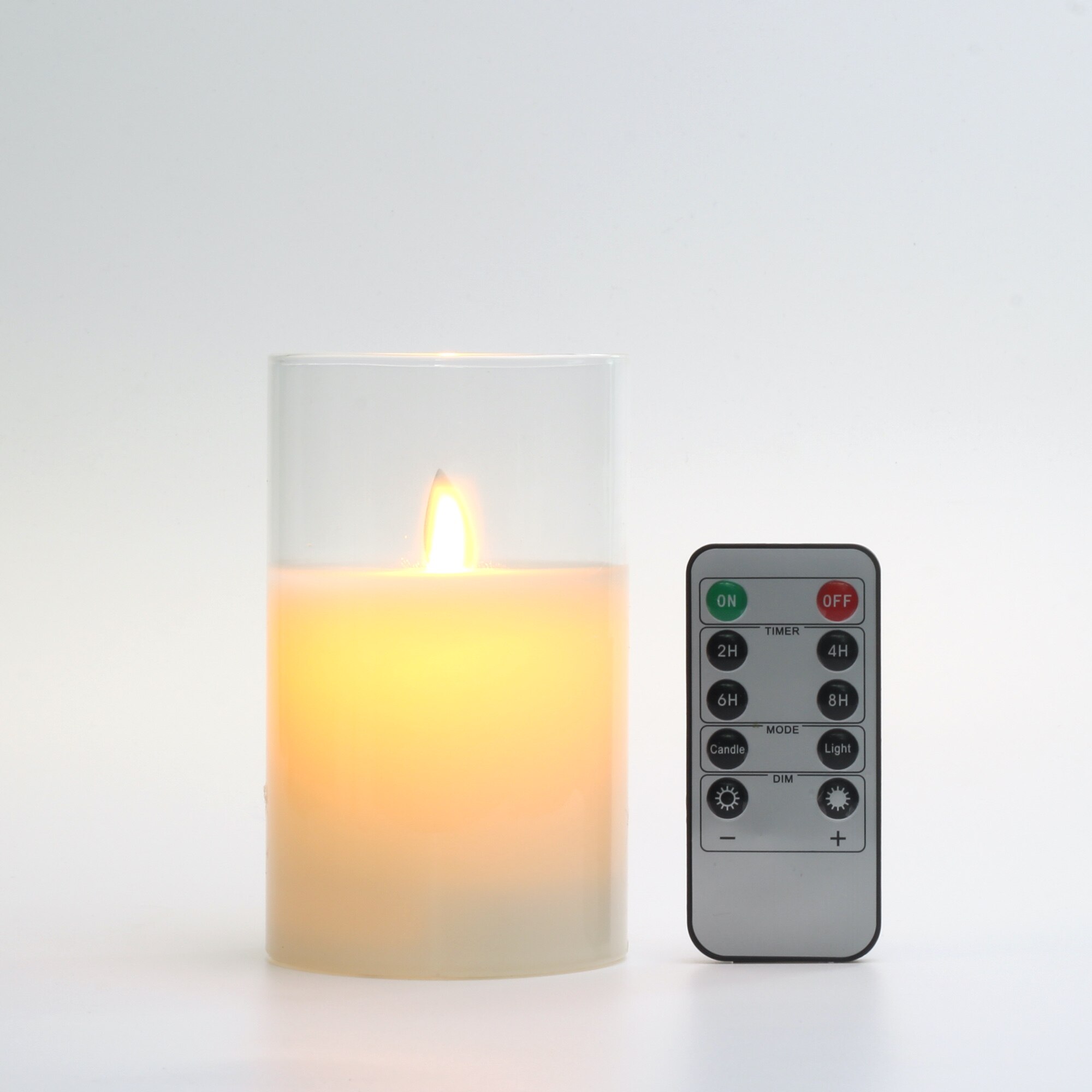 Flammenlose Kerzen Glas Echt Wachs Säulen &Ampere; ziehen um Flamme Docht LED Kerzen und 10-Schlüssel Fernbedienung mit Timer, batterie Betrieben: 1Stck(5 Zoll)