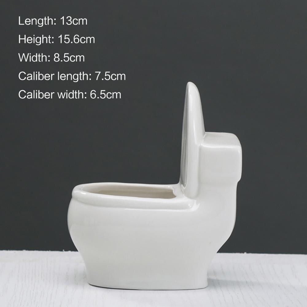 White Ceramic Toilet Flower Pot DIY Planter for Succulents Plants Gardening Small Flowerpot Home office decor