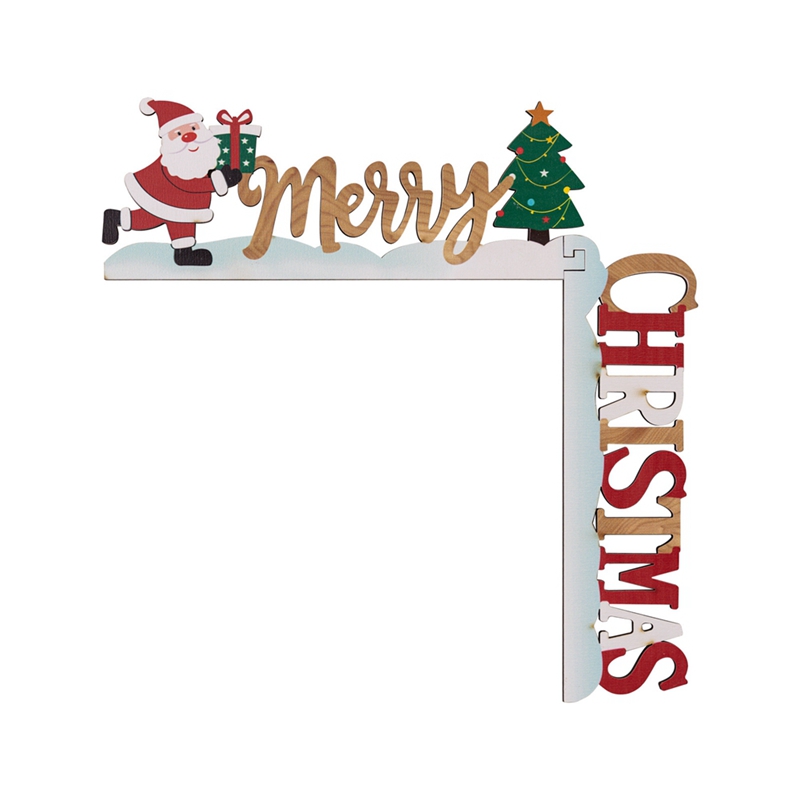 Kerst Houten Hoek Deur Frame Ornament Kerst Decoratie Kerstman Deur Frame Teken Houten Hanger Party House Decor: Mintgroen