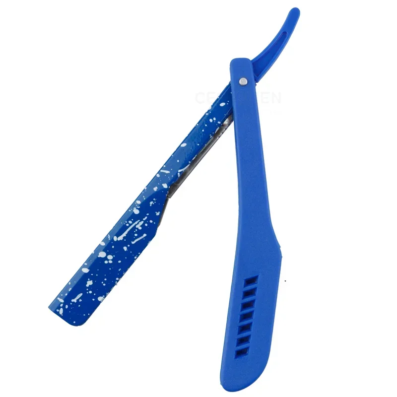 Camouflage Professionele Opvouwbare Scheren Scheermessen Voor Mannen Baard Trimmen Ontharing Gereedschap Kapper Veiligheid Scheermes Mes Houder: Blauw