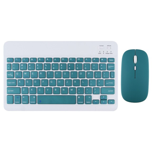 10 Inch Bluetooth Keyboard Dual Mode Mouse Mobile Phone Tablet Wireless Bluetooth Keyboard Mouse Set Ios Android Windows: darkgreen with mouse