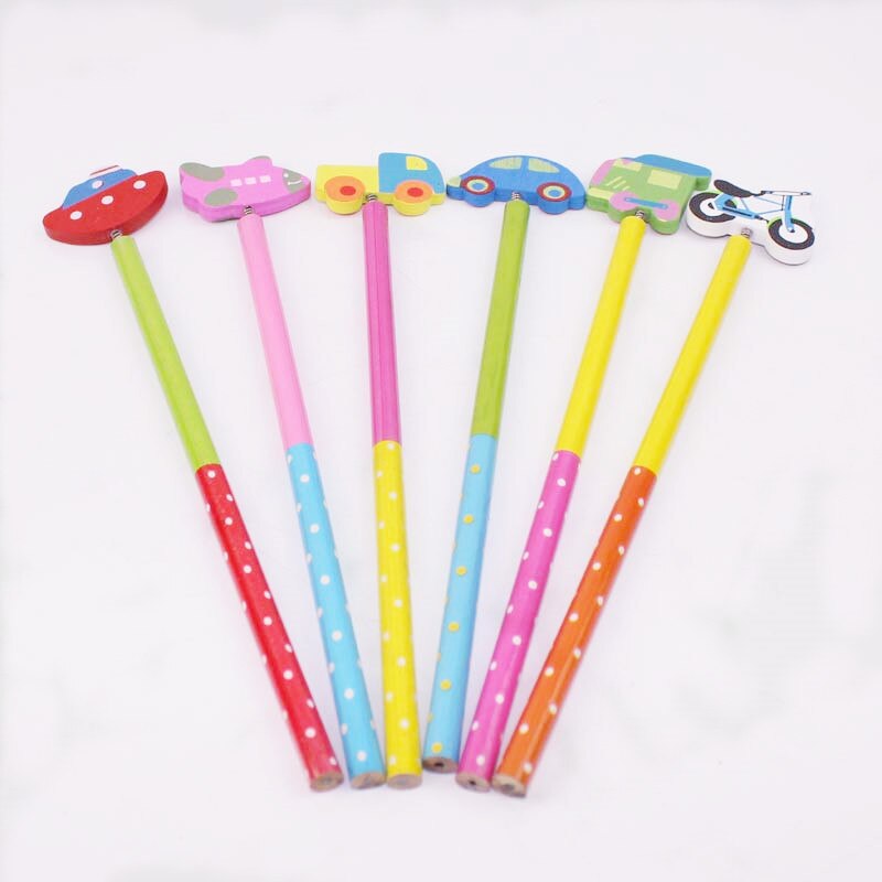 6PC Cartoon pencil Car Pencil Cute HB Wooden Standard Pencil For Kids Student Office School Supplies pen