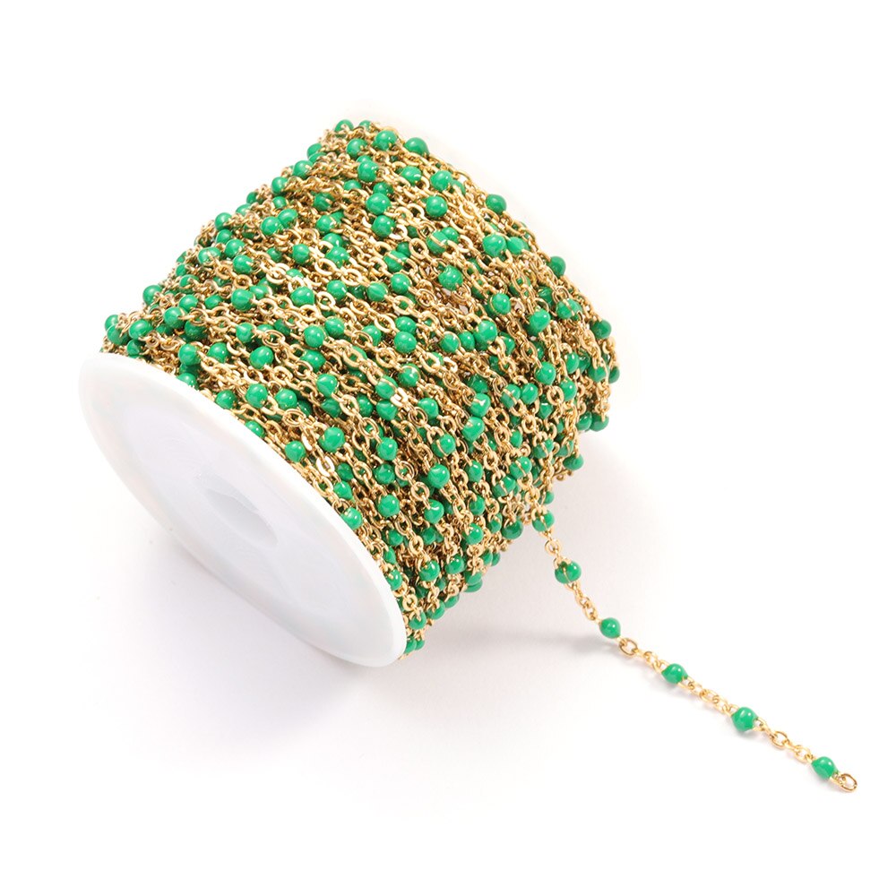 2Meter Rvs Kabel Emaille Gouden Ketting Ketting Bulk Multicolor Link Accessoires Voor Sieraden Materialen Diy: Gold  Green