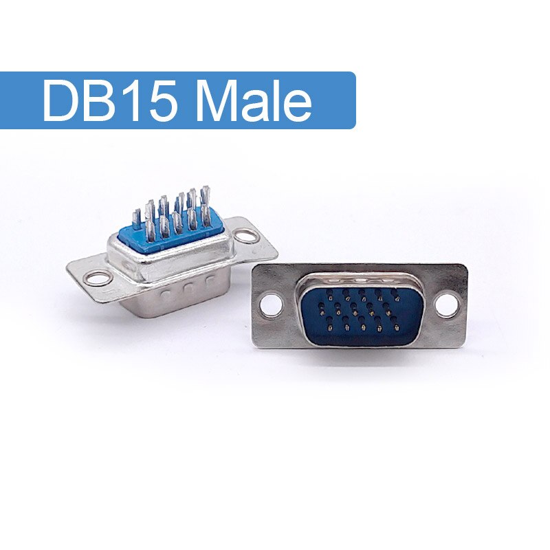 Connecteur de fil à souder DB15, 15 broches à trous, adaptateur VGA à 3 rangées, prise mâle femelle, port série, terminal soudé: Silvery male