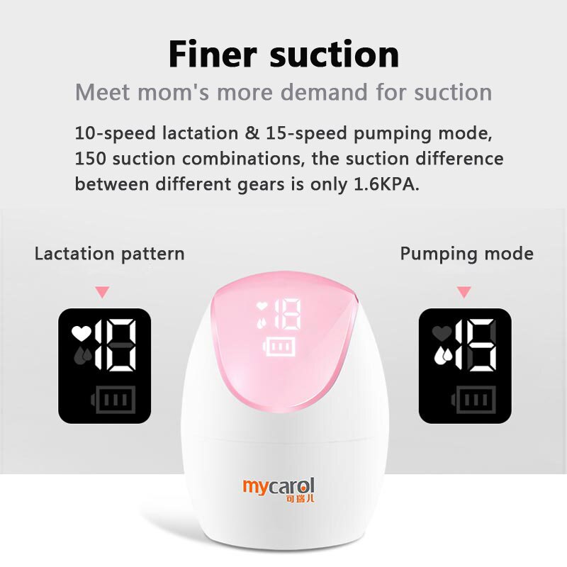 MyCarol Integrated Electric Breast Pump Large suction massage Portable Rechargeable Maternity Breastfeeding Milk extractor