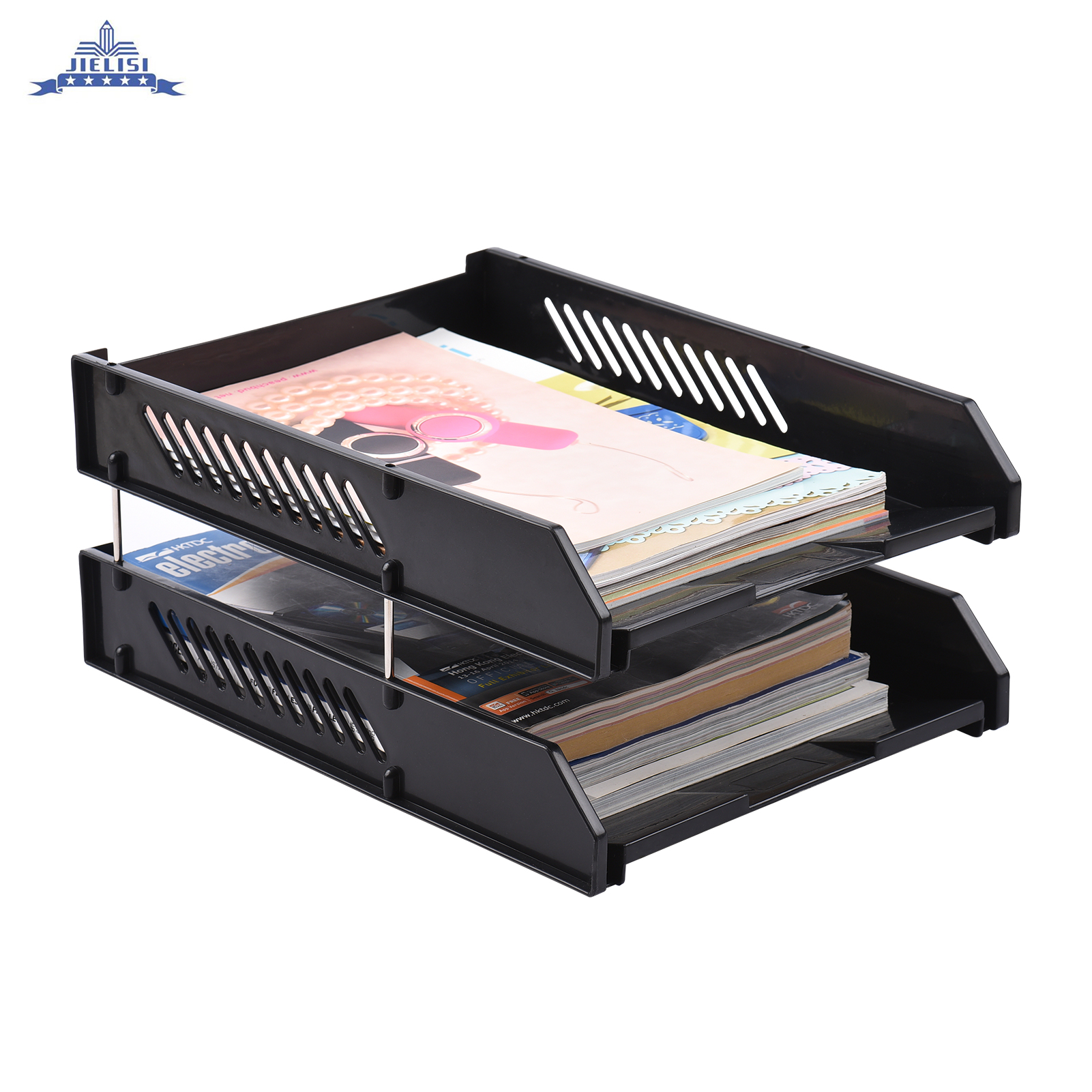 Document Tray Desktop File Organizer Stackable 2 Tier Letter Tray Holder Magazine Rack Desk Accessories Paper Storage Stationery