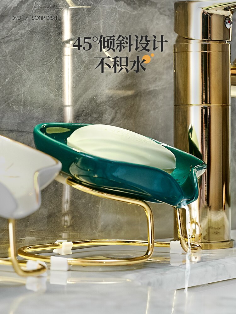 Porte-savon en céramique léger et luxueux, égouttoir sans perforation, support de rangement pour la maison,