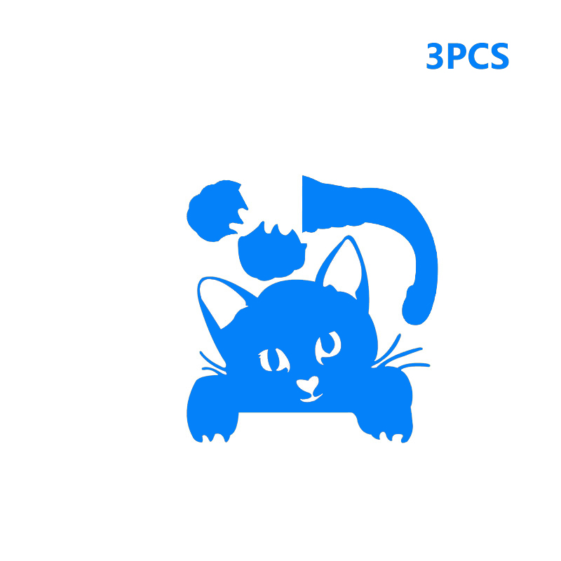 Suchme 2pcs/lot Blue Luminous Light Switch Decals Adorbale Cat Pet Animal Wall Stickers Kids Bedroom Decoration Art Mural Paste: 3pcs little cat