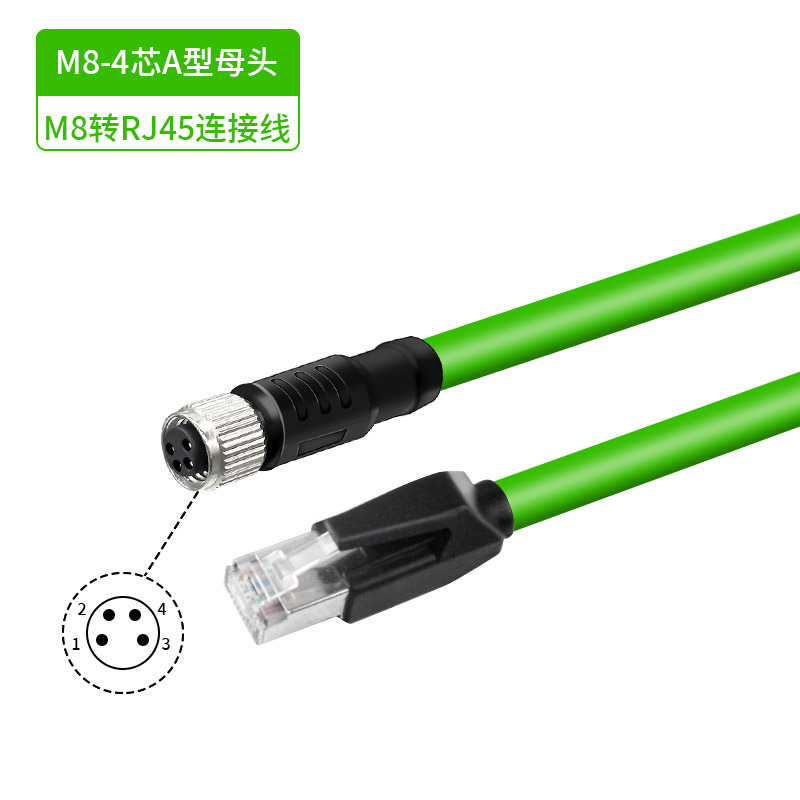 Ethernet Cable M8 to RJ45 4 Pin A-code Double Shield Network Plug D-code Male Female High Flexible Drag Chain Aviation Sensors: Lavender / 5-9Pcs