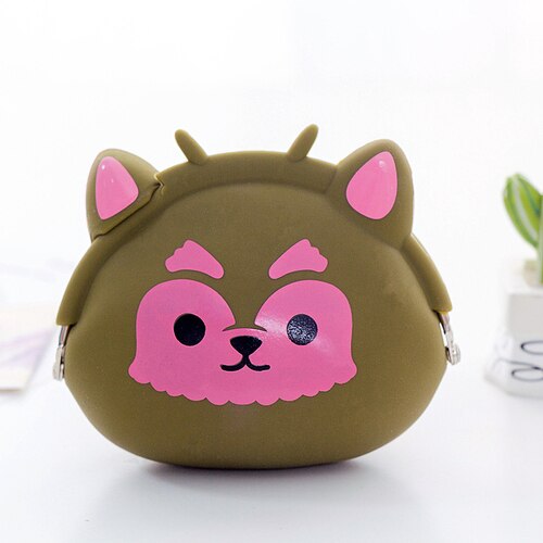 Silicone coin purse cartoon coin bag child wallet headset bag mini student small coin bag cute clutch bag: Orange