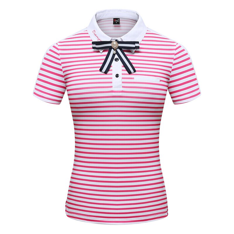 Kvinder tshirt golfbeklædning kvinders skjorter korte ærmer toppe stribet t-shirt kulør skolehold uniform sportstøj: En stil / L